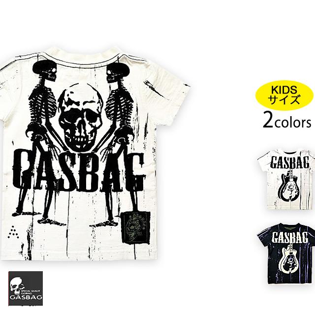 【SIZE90～130】ギタースカルプリントTシャツ◆GAS BAG/キッズ