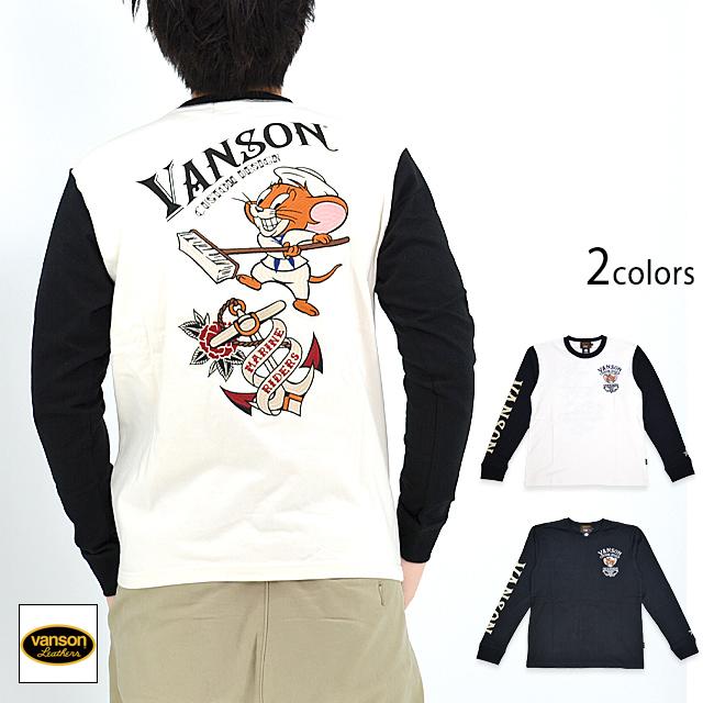 vanson×TOM＆JERRYコラボ ベア天竺ロングTシャツ vanson TJV-2332 バンソン ヴァンソン トムとジェリー